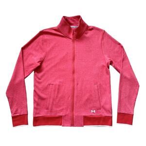 Under Armour Zip Up Jacket Sweatshirt Threadborne Coldgear Loose Fit Red